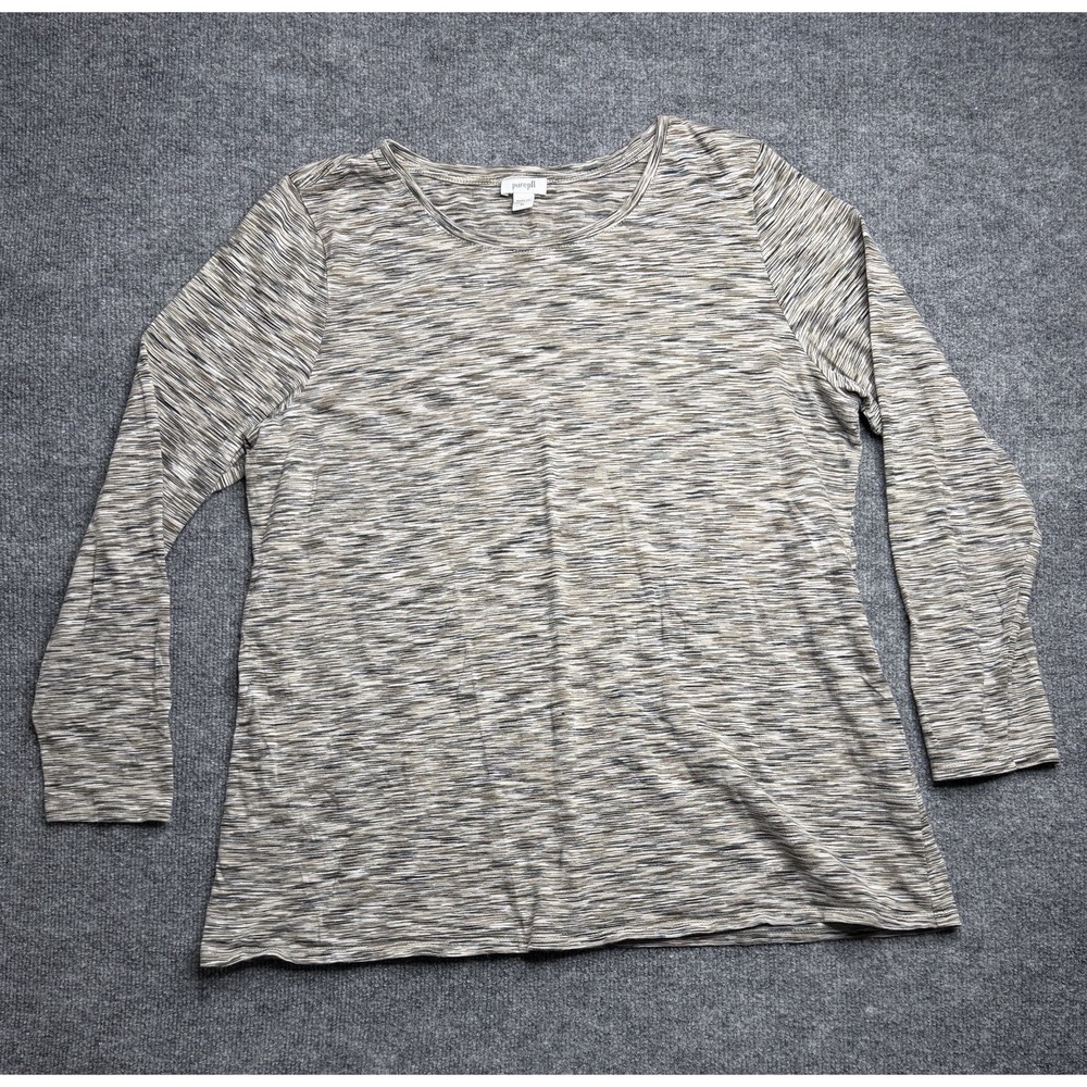 Pure Jill Top Size XLarge Brown Space Dye 100% Cotton Long Sleeve Soft Casual